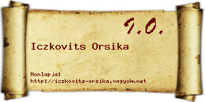 Iczkovits Orsika névjegykártya